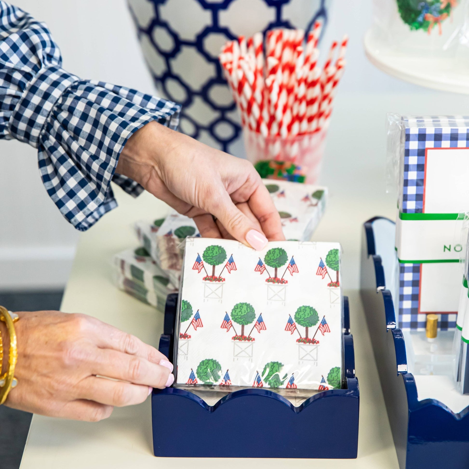 Paper Cocktail Napkins | Patriotic Topiary - themonogram manor 
