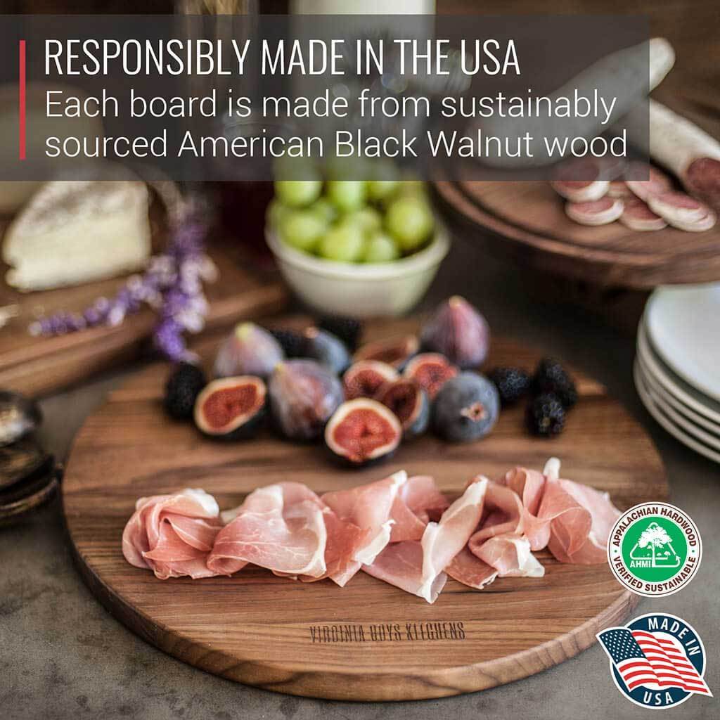 Large Round Walnut Wood Charcuterie Board - themonogram manor 