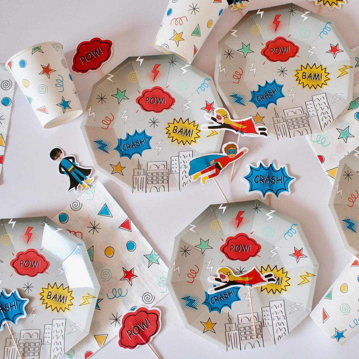 Superhero Small Plates (Set of 8) - themonogram manor 
