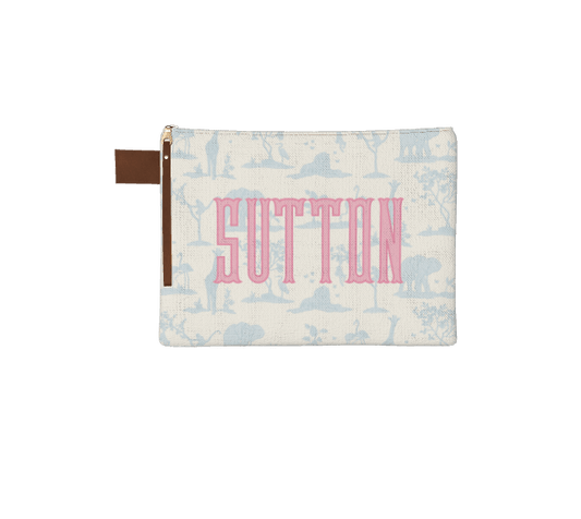 Zoo Toile Zipper Pouch - themonogram manor 