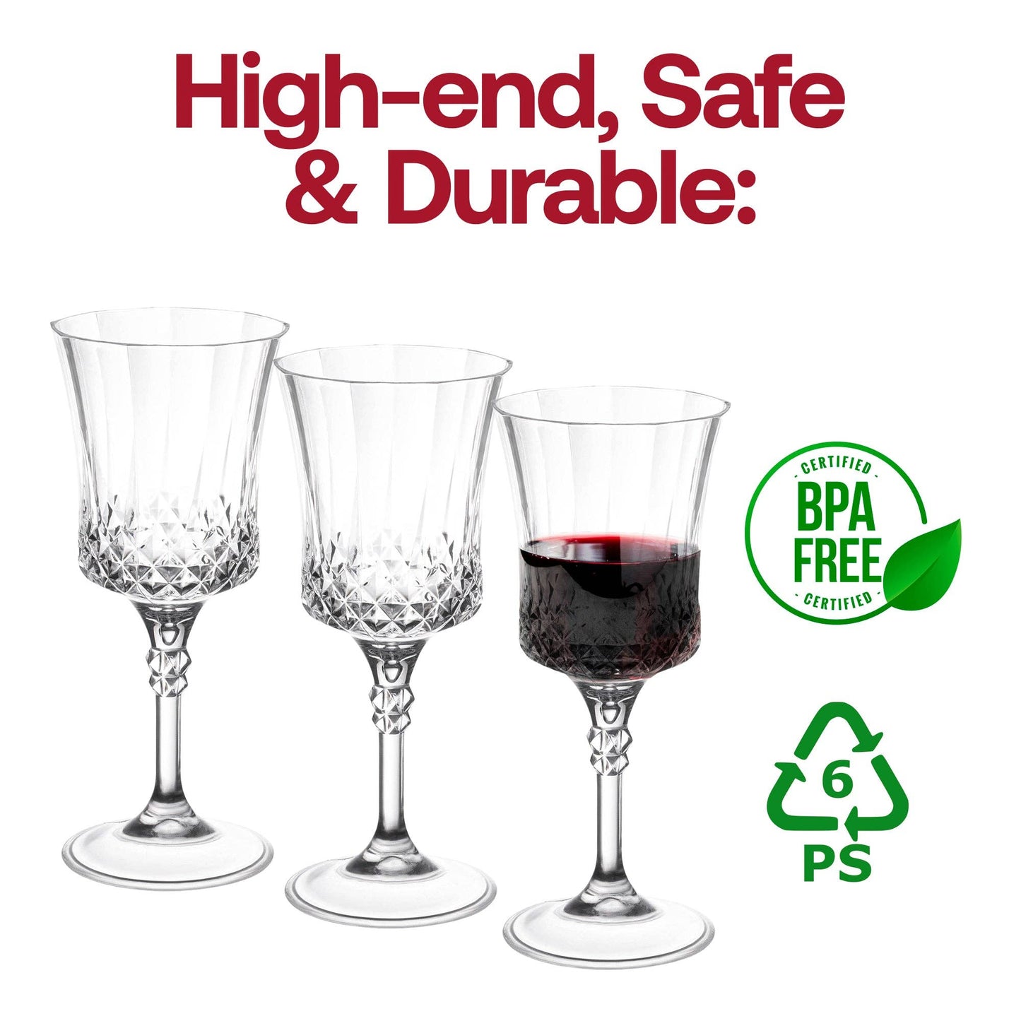 11 oz. Crystal Cut Plastic Wine Goblets - 12 pcs - themonogram manor 