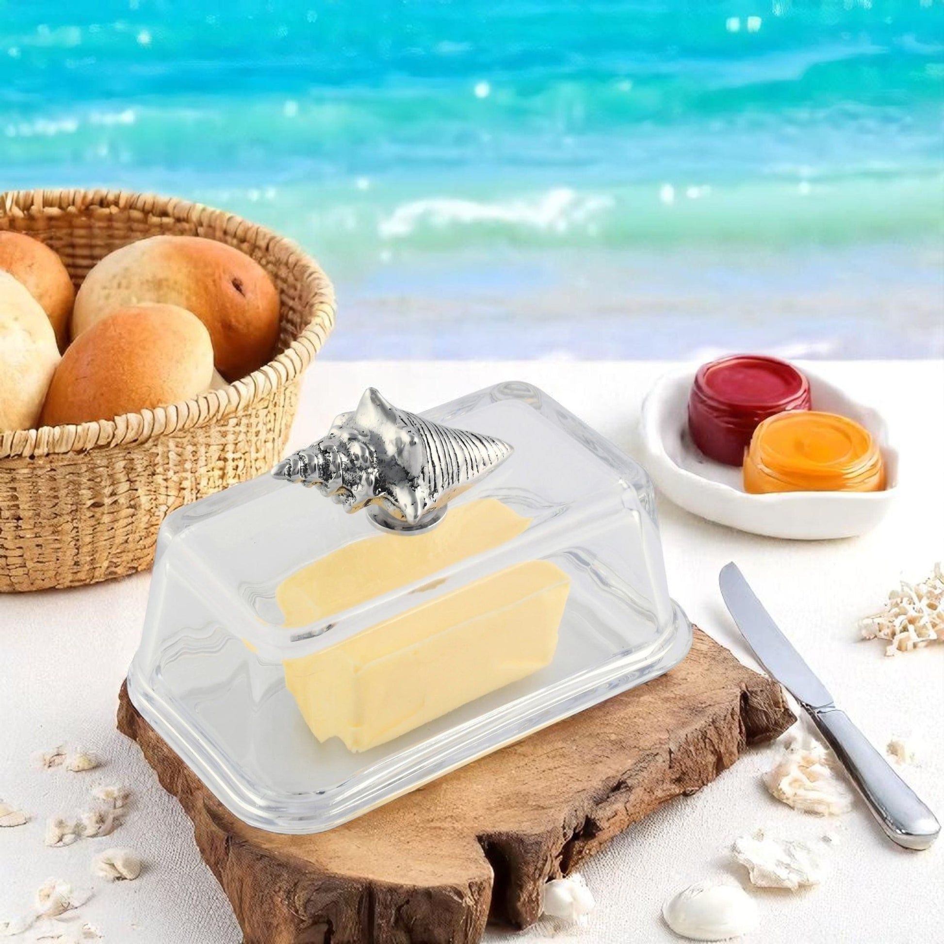 Glass Butter Dish - Shell - themonogram manor 