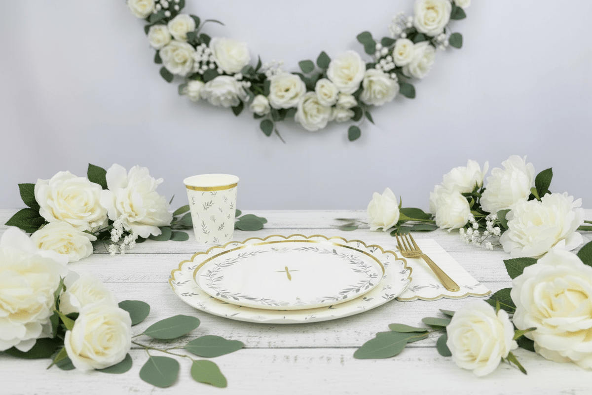 Religious Eucalyptus Dessert Plates 8" (Set of 8) - themonogram manor 
