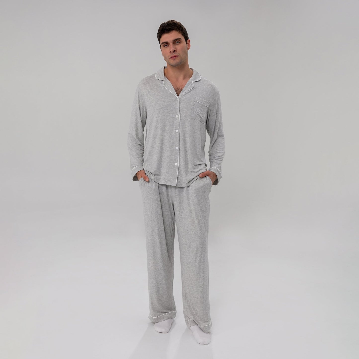 Men's Luxe Bamboo Long PJ Set - themonogram manor 