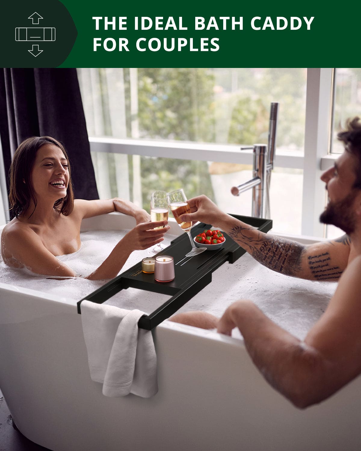 Bathtub Caddy Tray Lite, Black - themonogram manor 