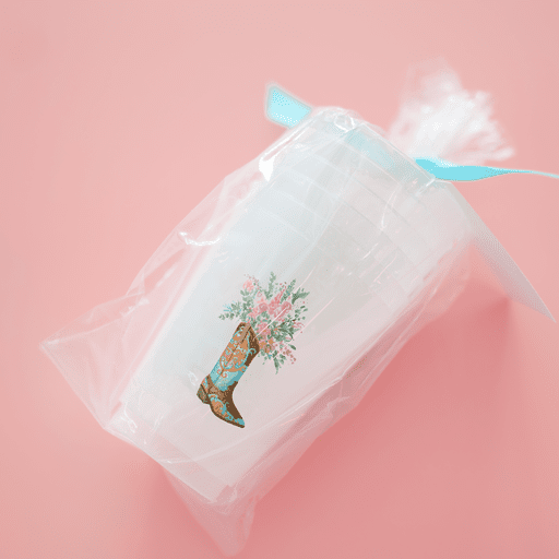 Blue Boot With Flowers Frosted Cups - themonogram manor 