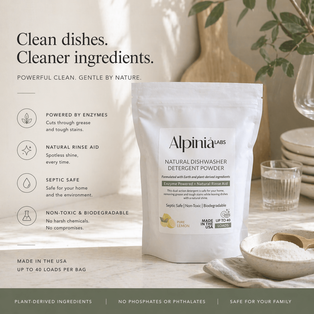 Powerful Dishwasher Detergent with Enzymes — No Microplastics, No Residue - themonogram manor 