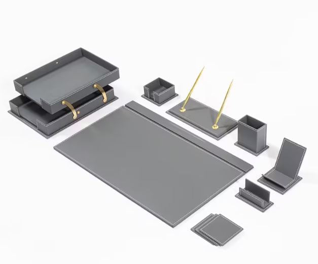 MOOG Classic Desk Organizer - Brown - 12 PCS - themonogram manor 