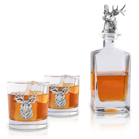 Elk / Deer Bust Decanter Set with Glasses - themonogram manor 