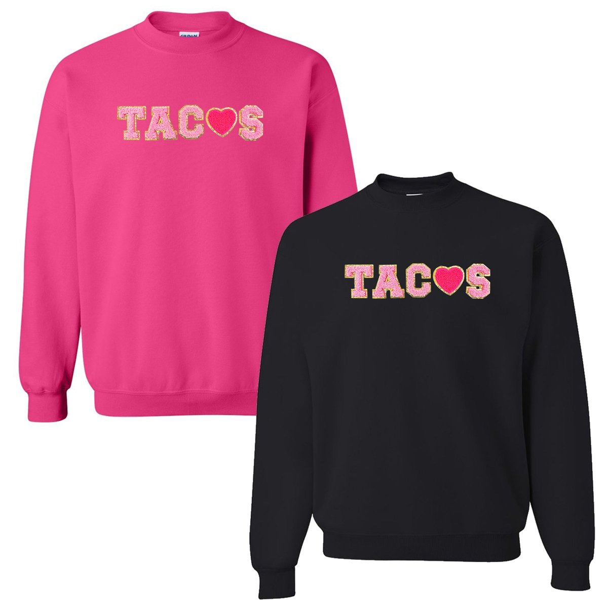 Tacos Letter Patch Crewneck Sweatshirt - themonogram manor 