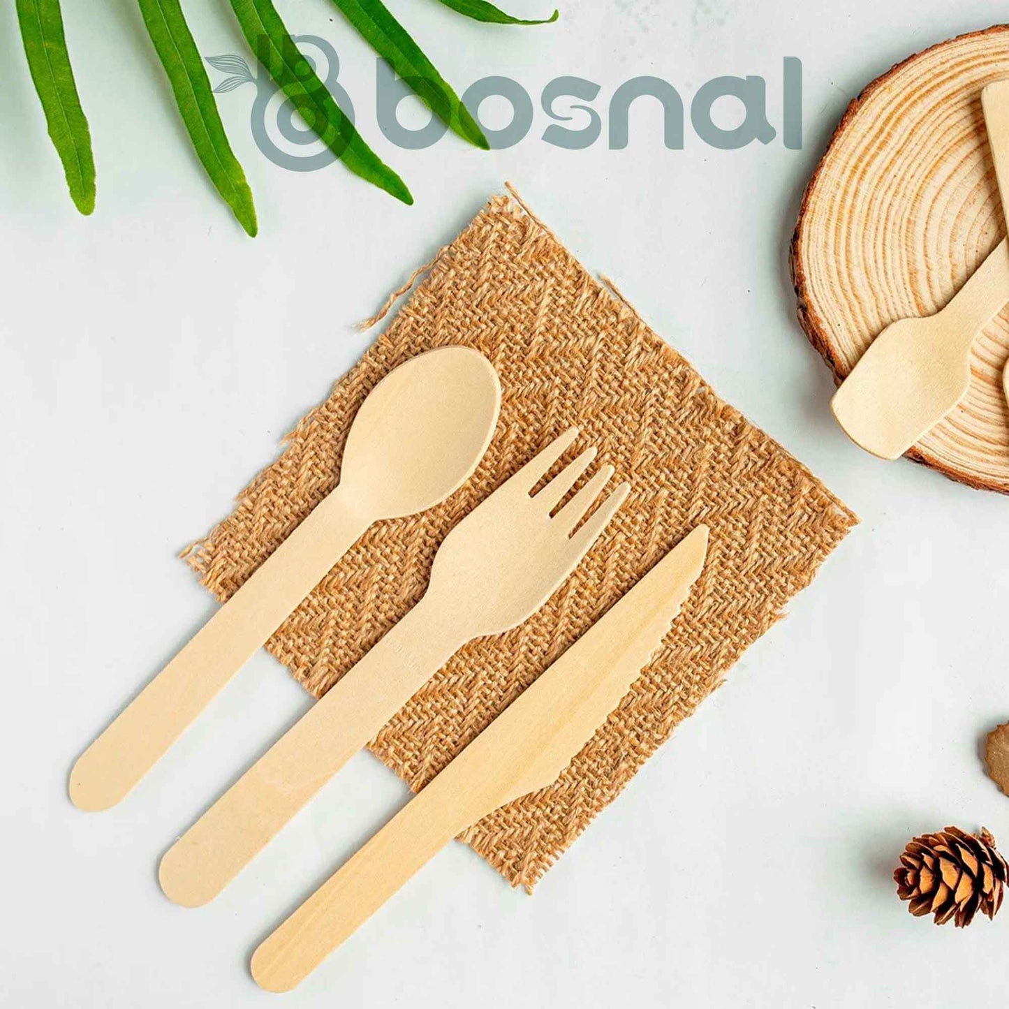 Bosnal – Wooden Disposable Cutlery Set, 6.5 inch, 100 Pcs - themonogram manor 
