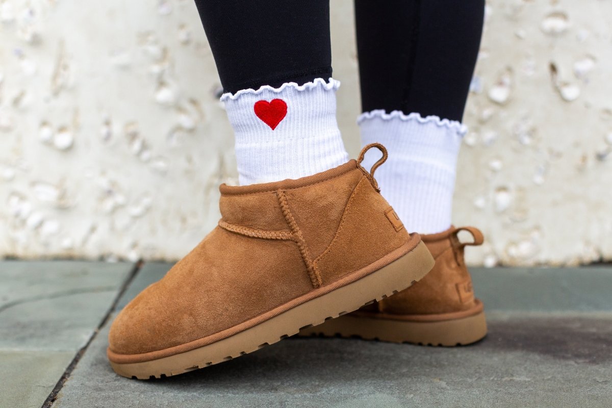 Embroidered Heart Ruffle Socks - themonogram manor 