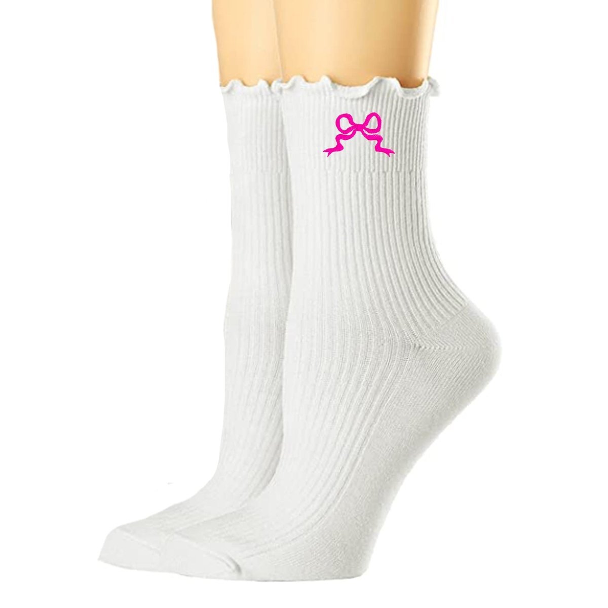 Embroidered 'Ribbon Bow' Ruffle Socks - themonogram manor 