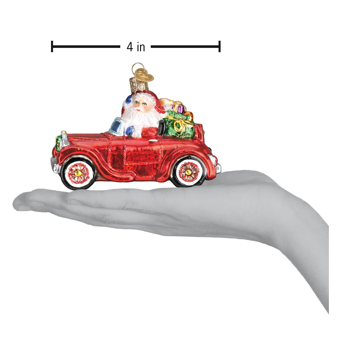 Santa In Antique Car Ornament - themonogram manor 