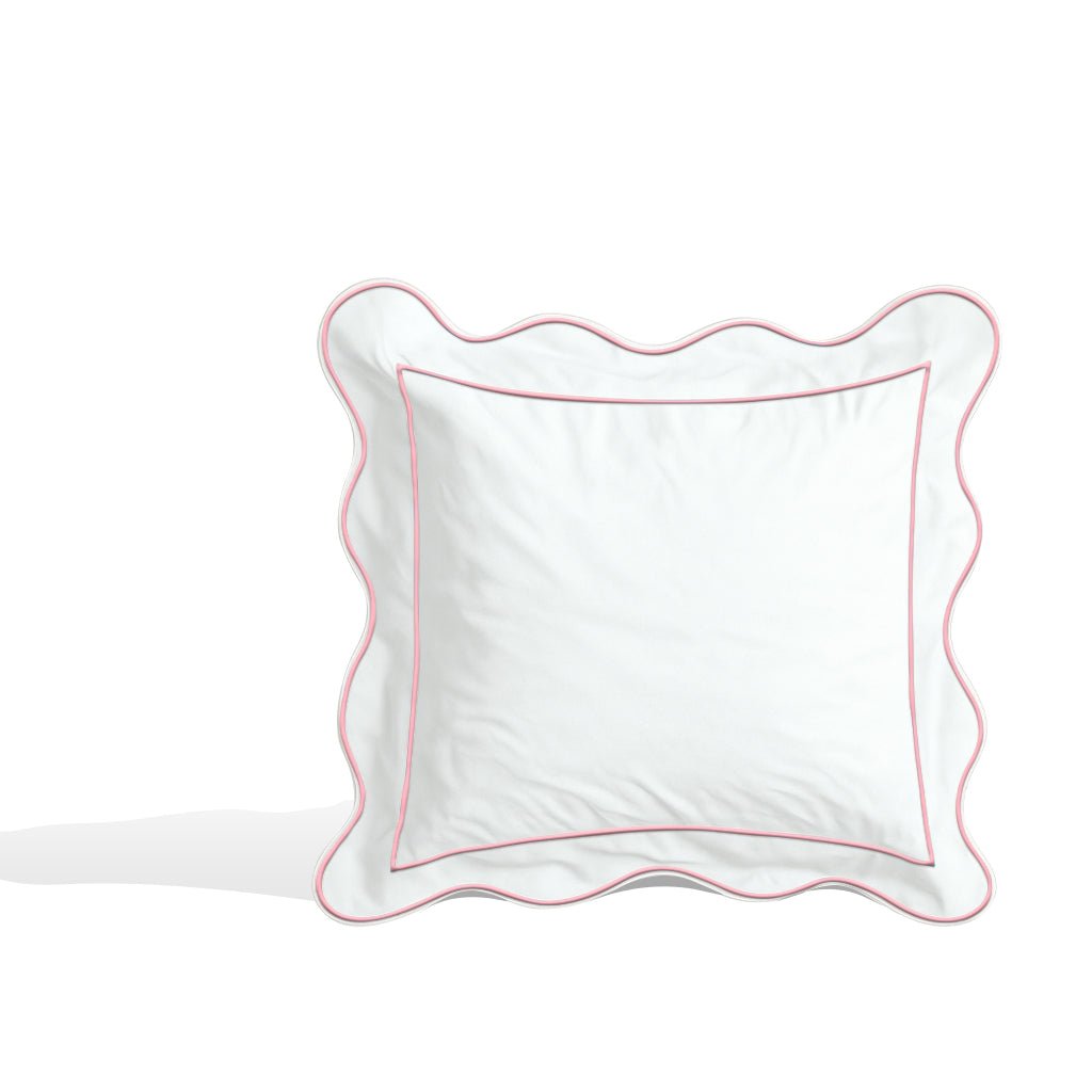 Monogram 400TC Cotton Scallop Embroidery & Border Sateen Solid Euro Sham - themonogram manor 