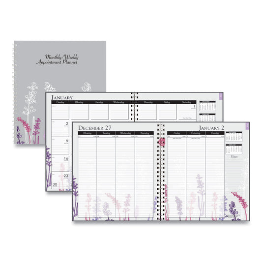 House of Doolittle Recycled Wild Flower Weekly/Monthly Planner, Wild Flowers Artwork, 9 x 7, Gray/White/Purple Cover, 12 - Month (Jan - Dec): 2023 - themonogram manor 