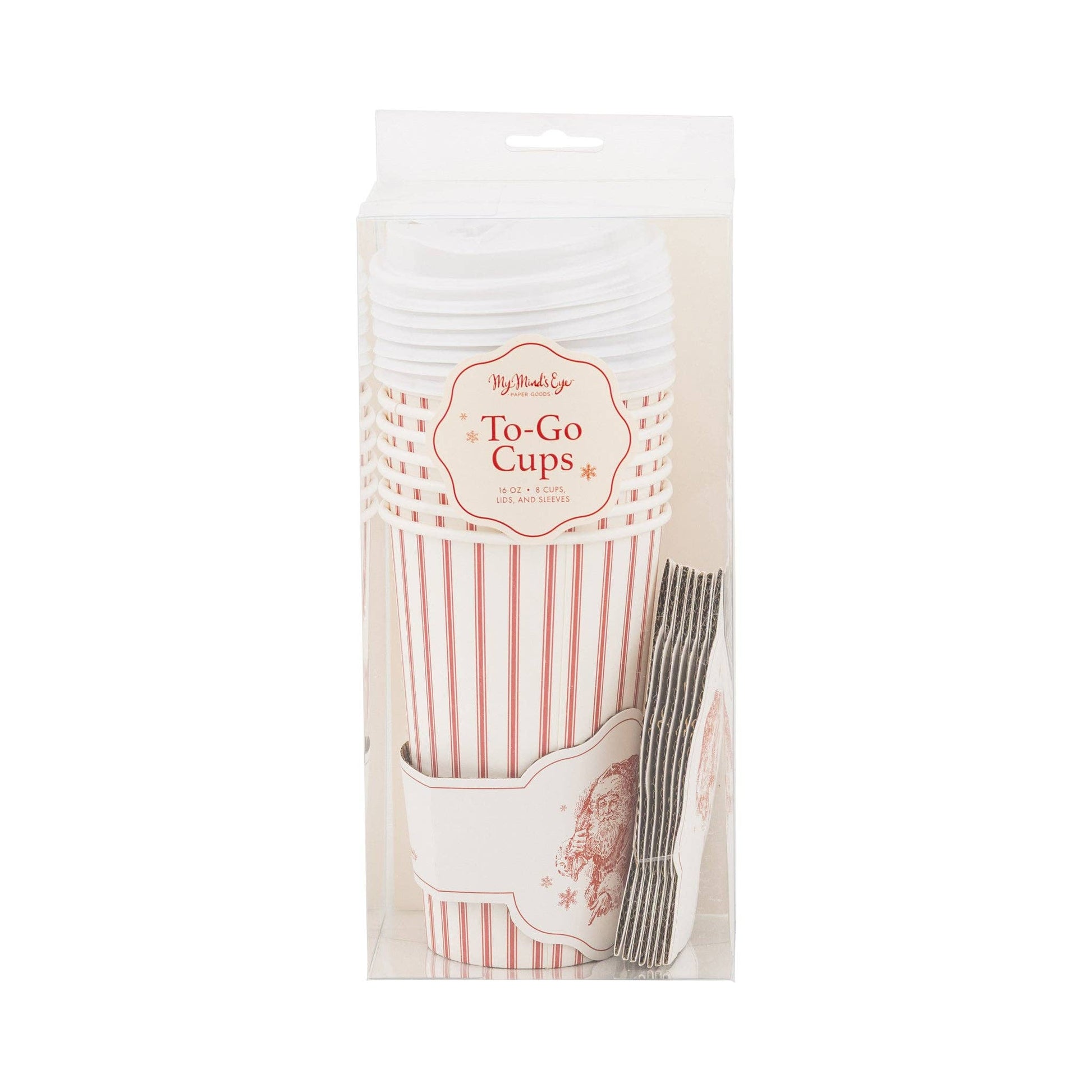 PLTG641 - Vintage Santa Stripe To Go Cups - themonogram manor 