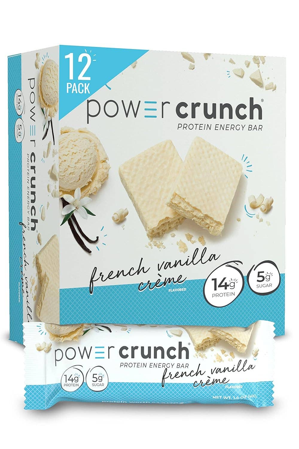 Power Crunch Protein Wafer Bars French Vanilla 1.4 oz 12ct - themonogram manor 