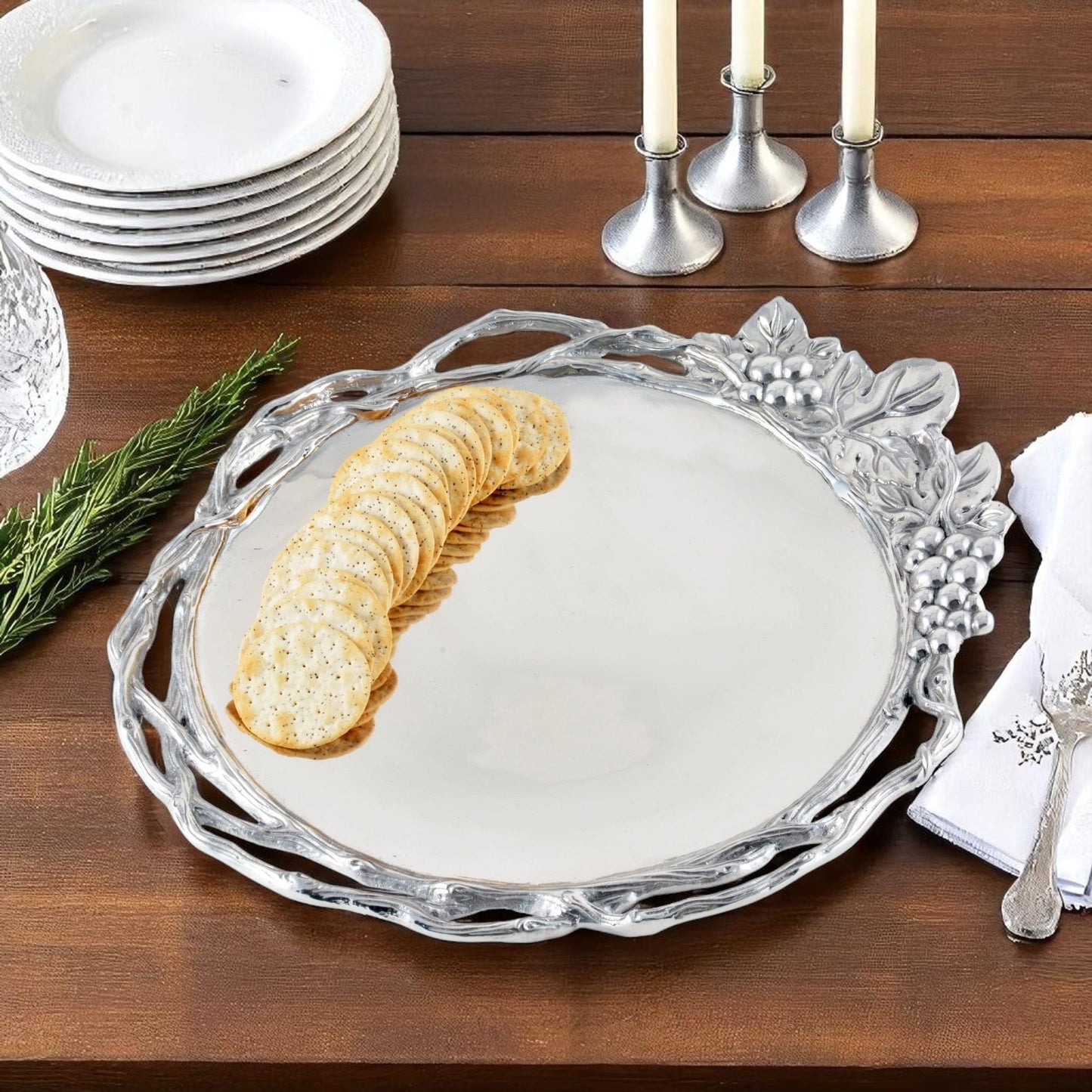 Grape Open Vine Round Tray Large - themonogram manor 