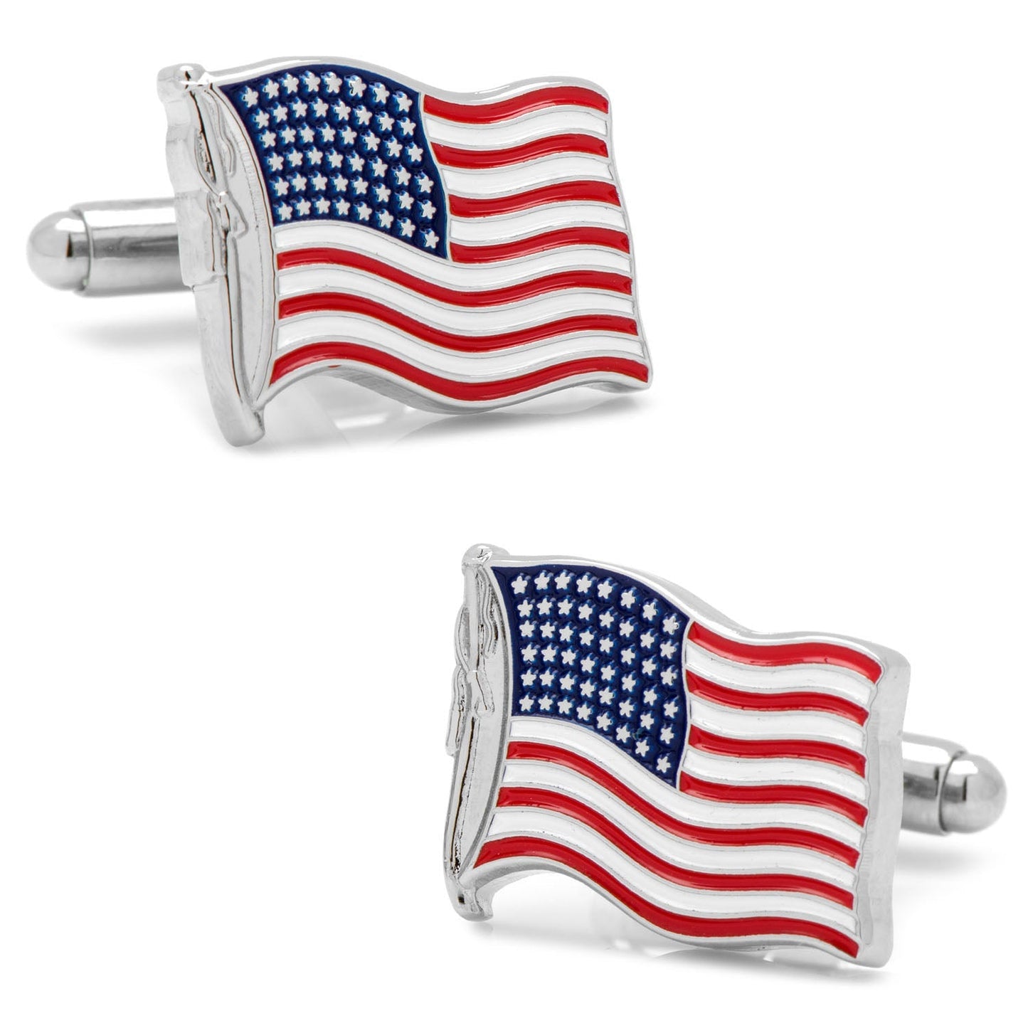 American Waving Flag Cufflinks and Tie Bar Gift Set - themonogram manor 