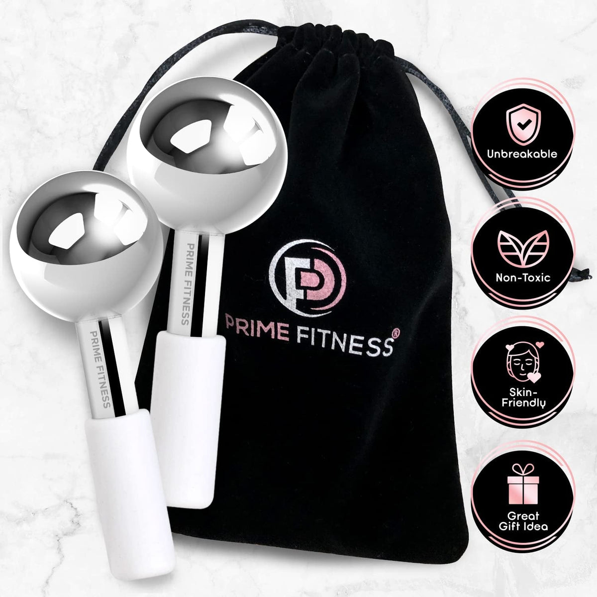 Ice Globes for Facials | Unbreakable Steel Cooling Roller | Cryo Sticks for Face | Massager for Face Neck & Eyes | Skin Care for Dark Circles, Puffiness, Wrinkles, Collagen Production (White) - themonogram manor 