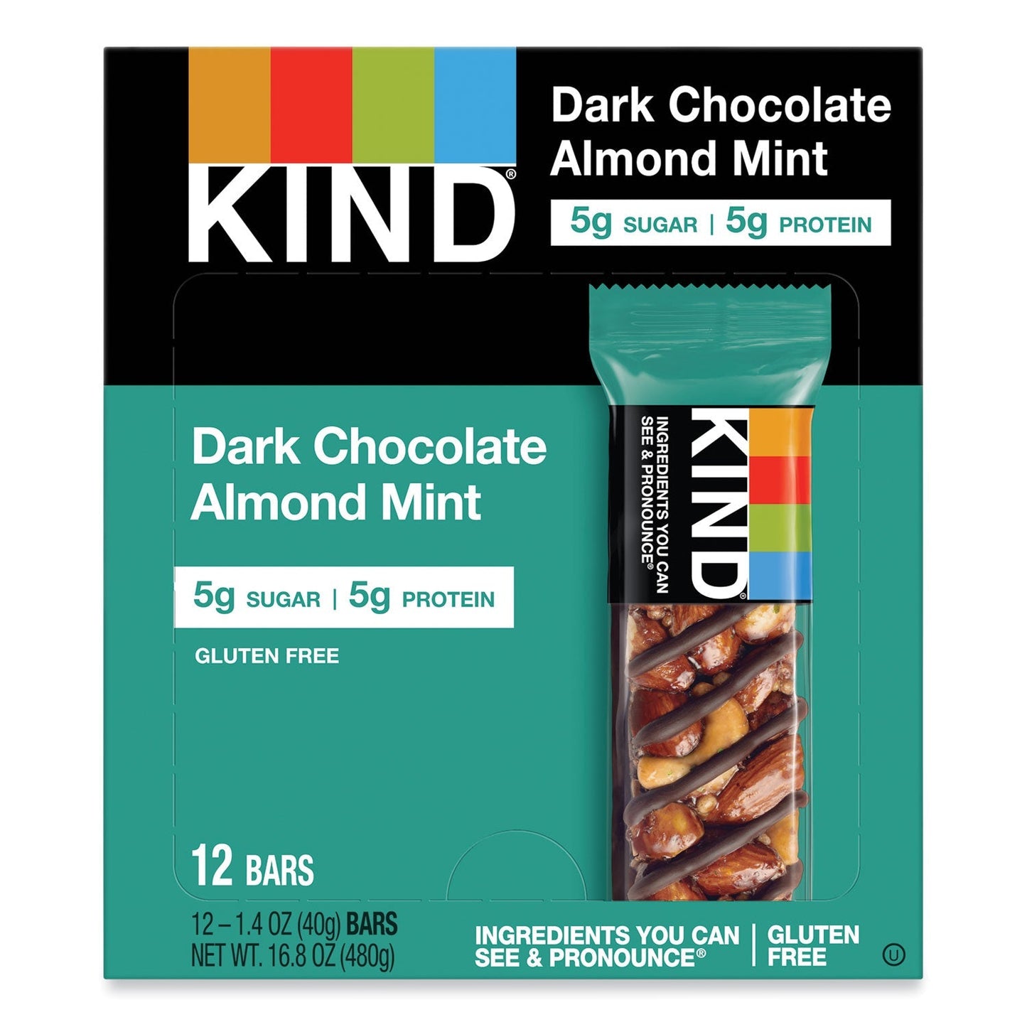 KIND Nuts and Spices Bar, Dark Chocolate Almond Mint, 1.4 oz Bar, 12/Box - themonogram manor 