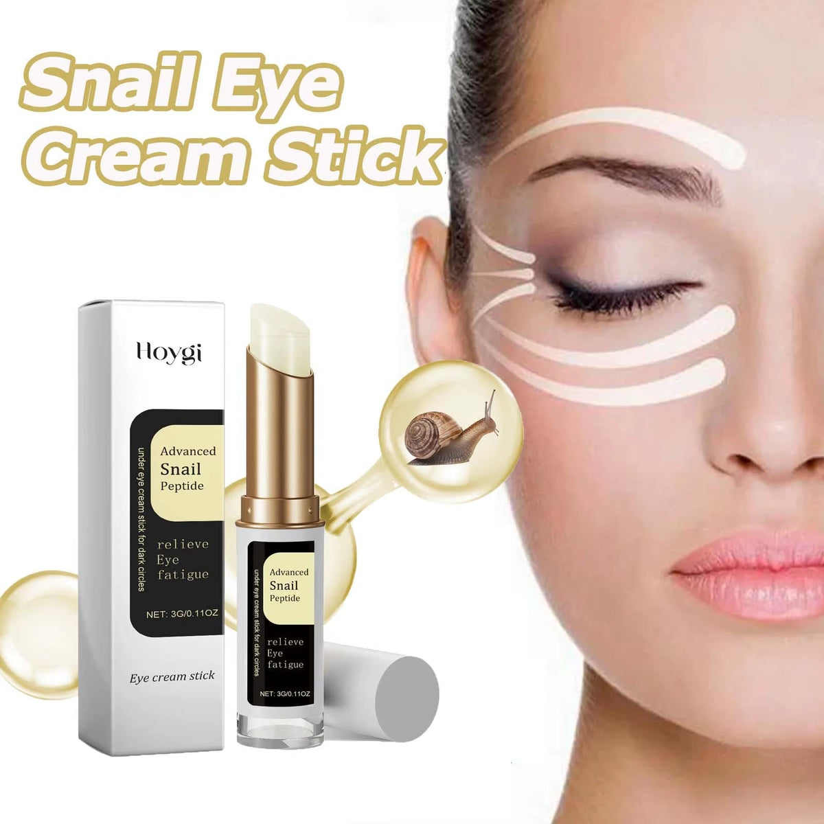 Snail Eye Cream Stick Collagen Fade Fine Lines Wrinkle Lightening Dark Circles Firming Eye Bags Puffiness Moisturizing Eye Cream - themonogram manor 