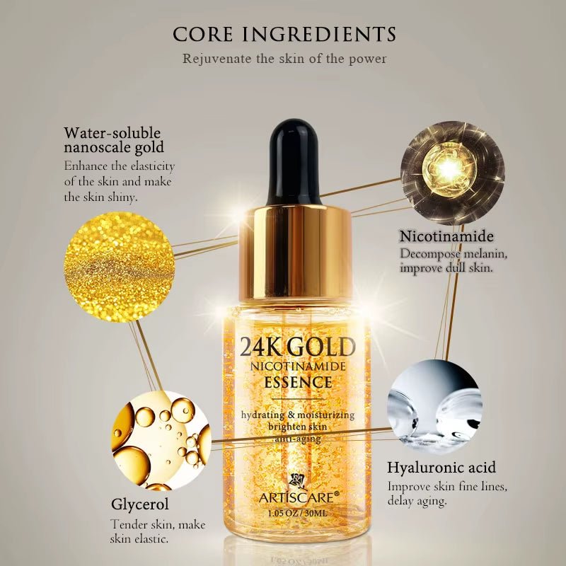 24K Gold Skincare SET Face Cream Moisturizing Serum Dark Circles Essence Korean Skin Care Products - themonogram manor 