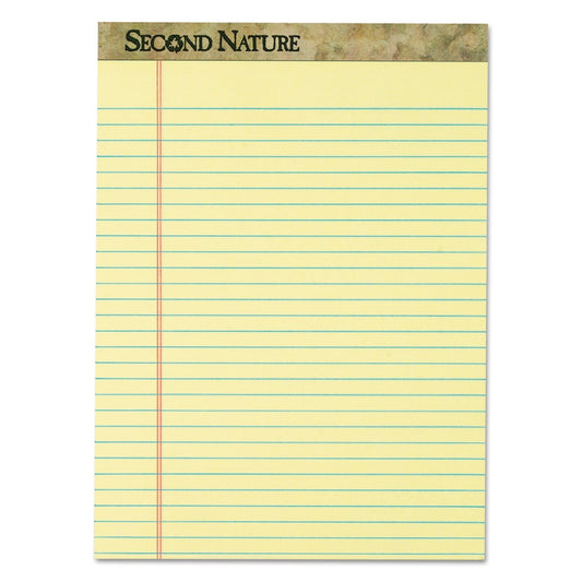 TOPS Second Nature Recycled Ruled Pads, Wide/Legal Rule, 50 Canary - Yellow 8.5 x 11.75 Sheets, Dozen - themonogram manor 
