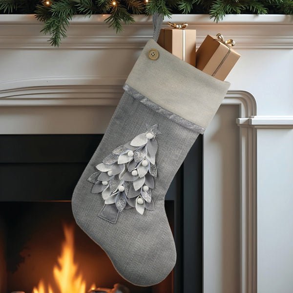 Elegant Stocking With Tree Motif - themonogram manor 