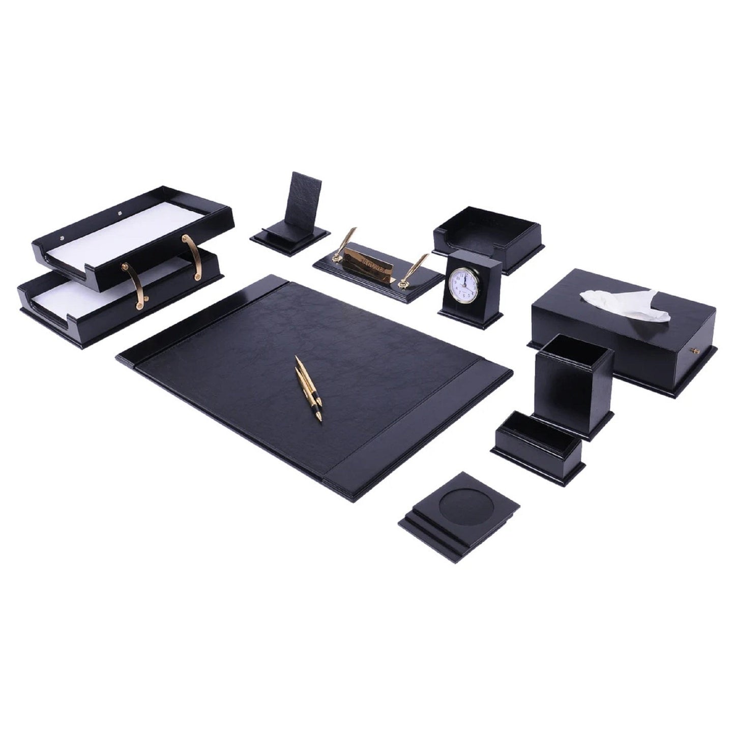 MOOG Prestige Wood Desk Set - Walnut - 12PCS - themonogram manor 