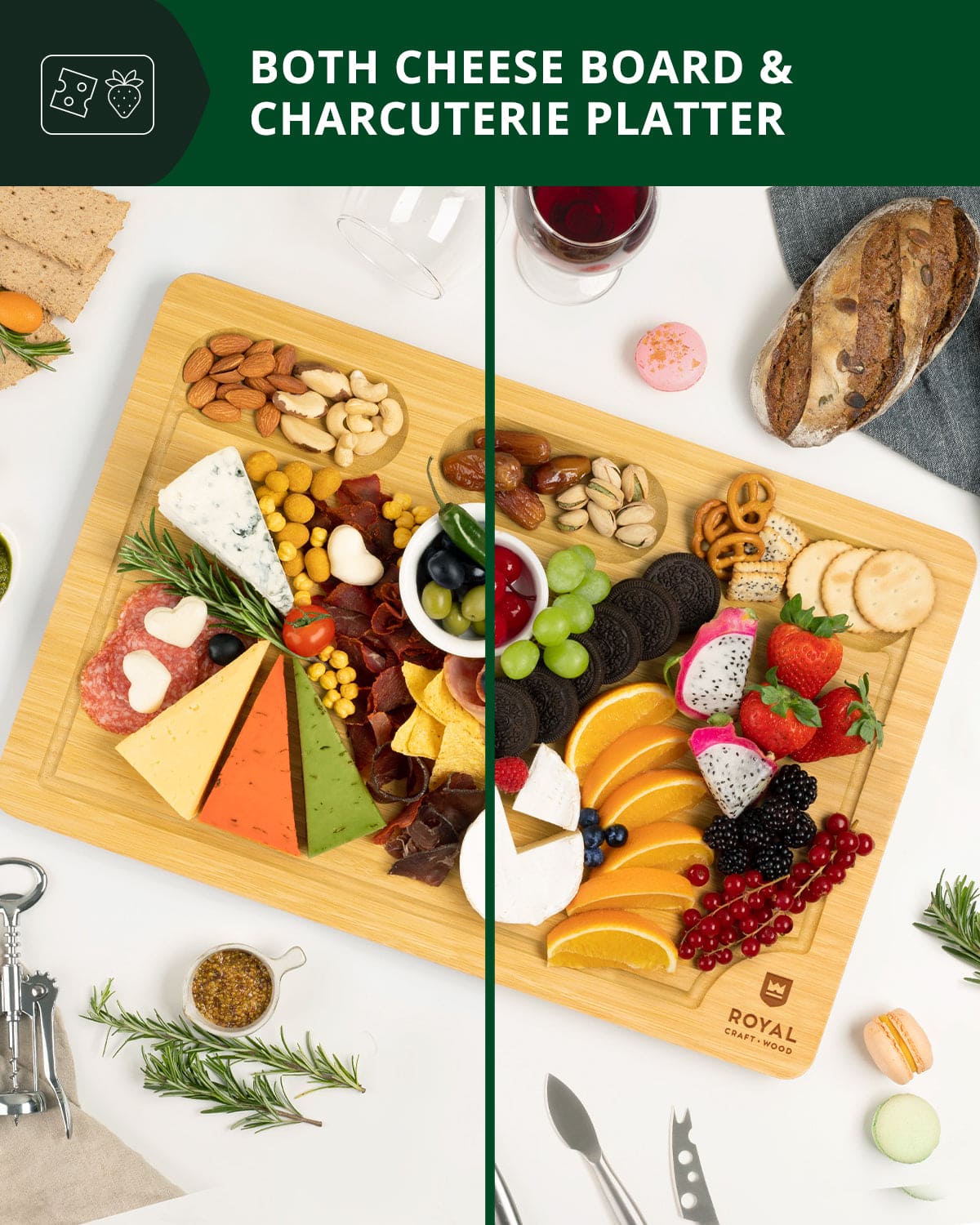 Cutting Board with Compartments, 18” x 12” - themonogram manor 