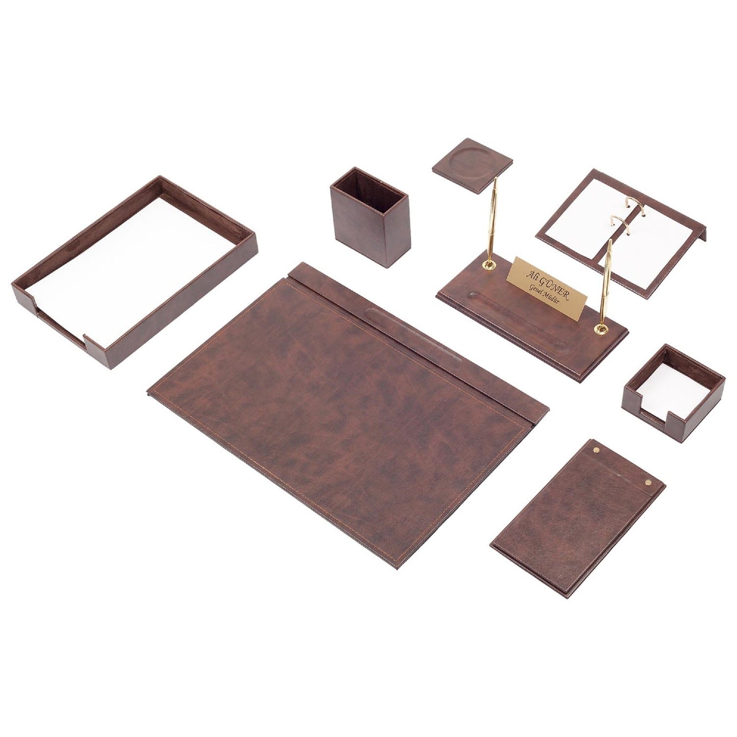 MOOG Leather Desk Set - Single Document Tray - Green - 10 PCS - themonogram manor 