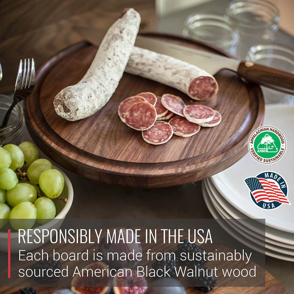 Small Round Walnut Charcuterie Board - themonogram manor 