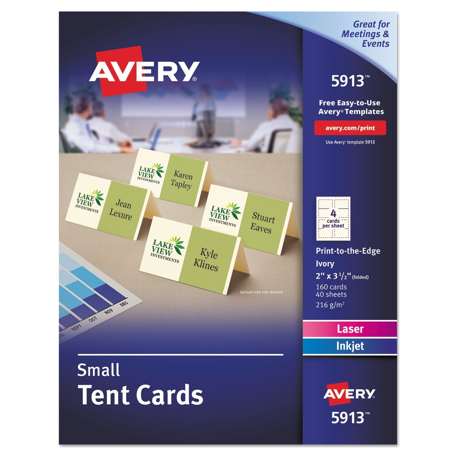 Avery Small Tent Card, Ivory, 2 x 3.5, 4 Cards/Sheet, 40 Sheets/Pack - themonogram manor 