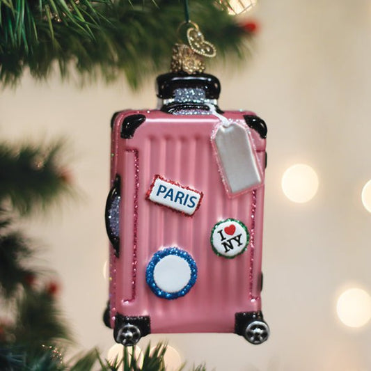 Pink Rolling Suitcase Ornament - themonogram manor 