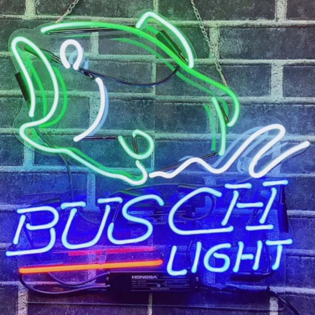 Bass Fish Busch Light Neon Signs - themonogram manor 