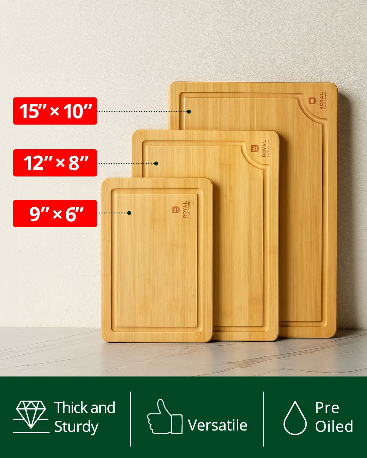 Cutting Board Set of 3, Bamboo - themonogram manor 