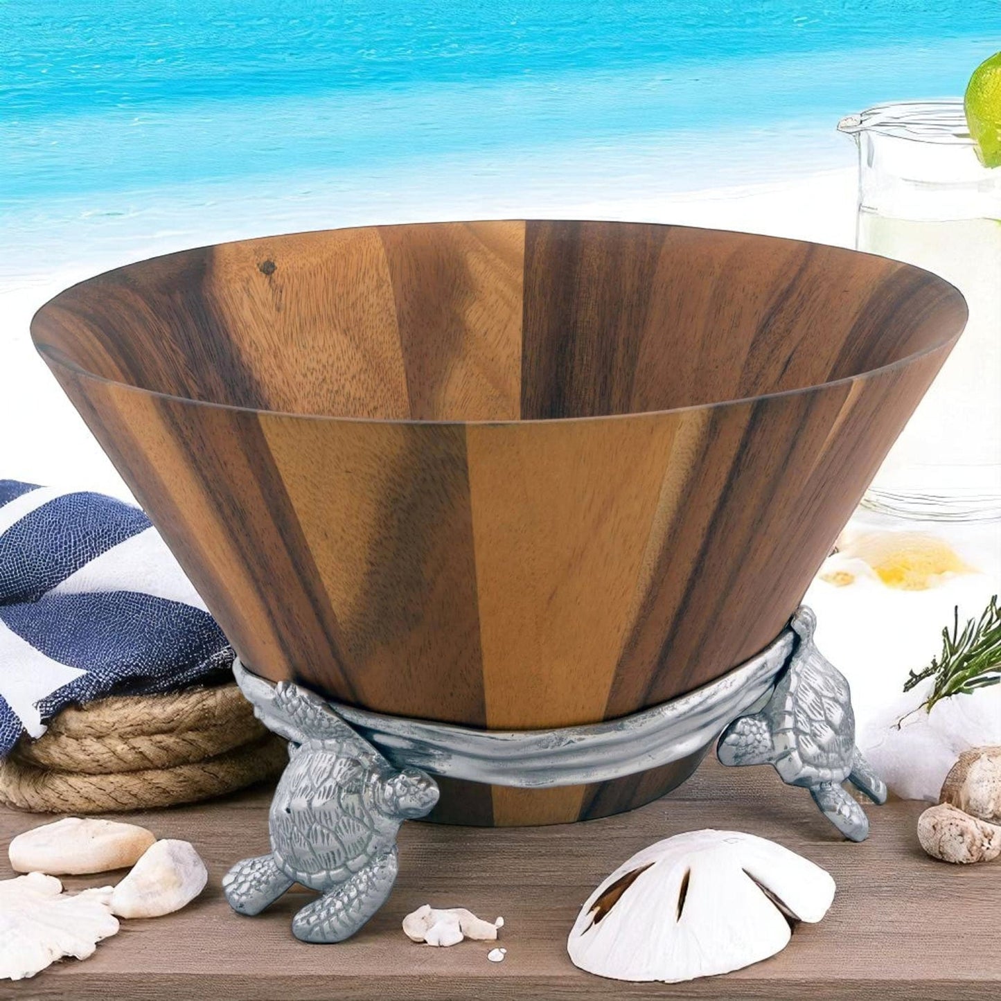Sea Turtle Wood Salad Bowl - themonogram manor 