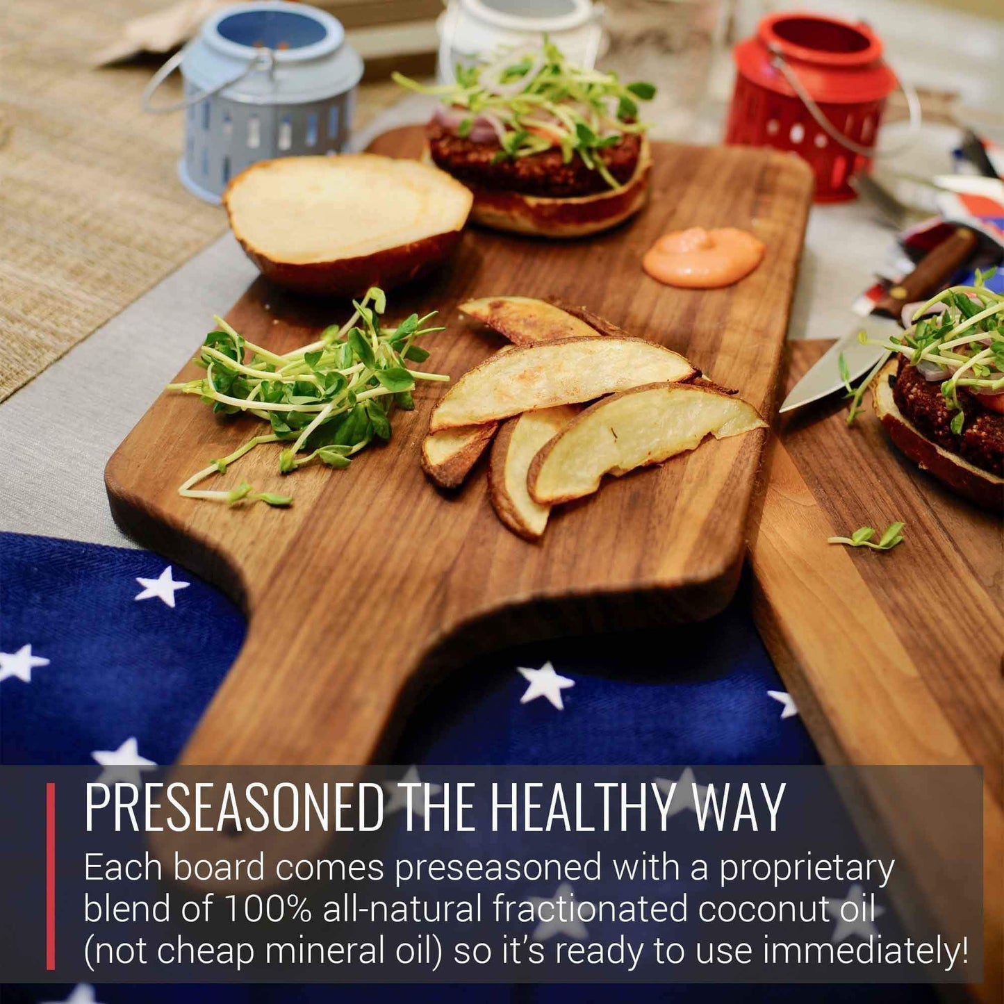 8 x 17 Walnut Cutting Board and Charcuterie Paddle with Handle - themonogram manor 