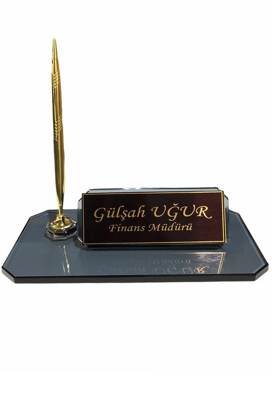 MOOG Glass Desk Name Plate - themonogram manor 
