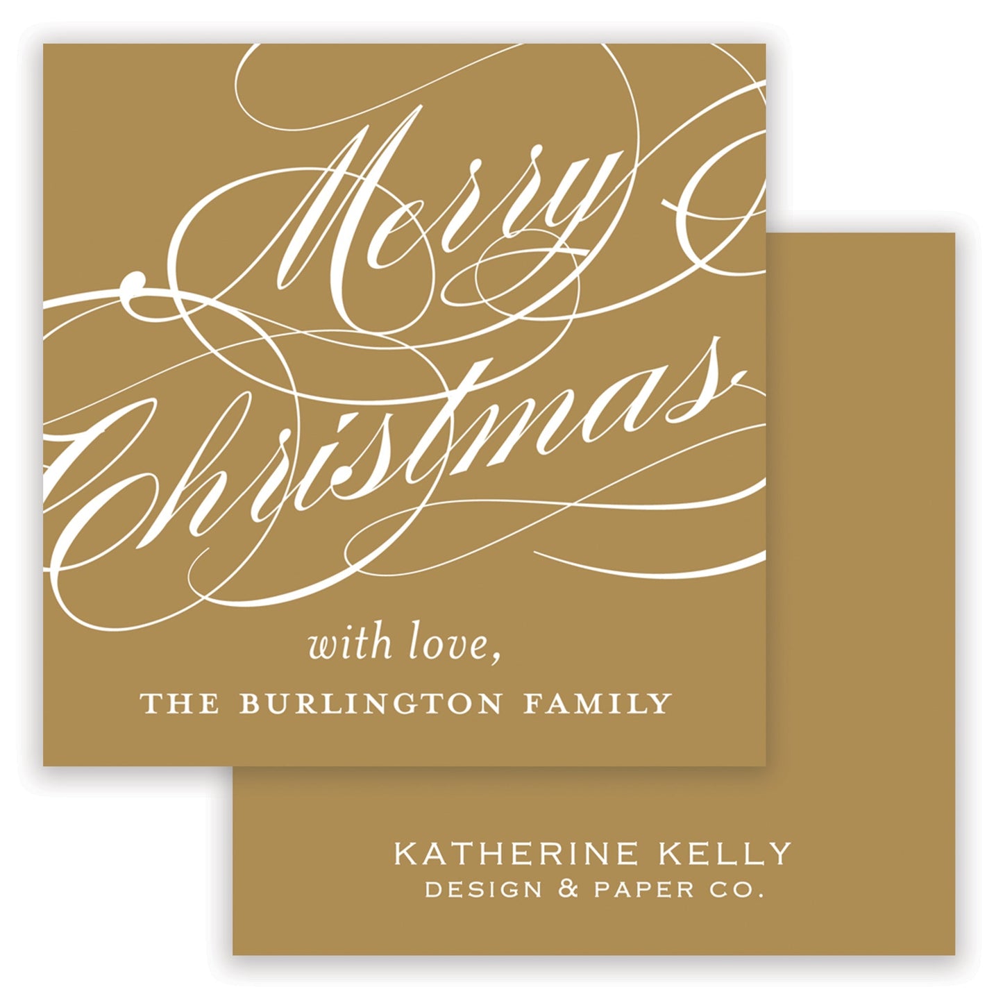 christmas script gold enclosure card - themonogram manor 