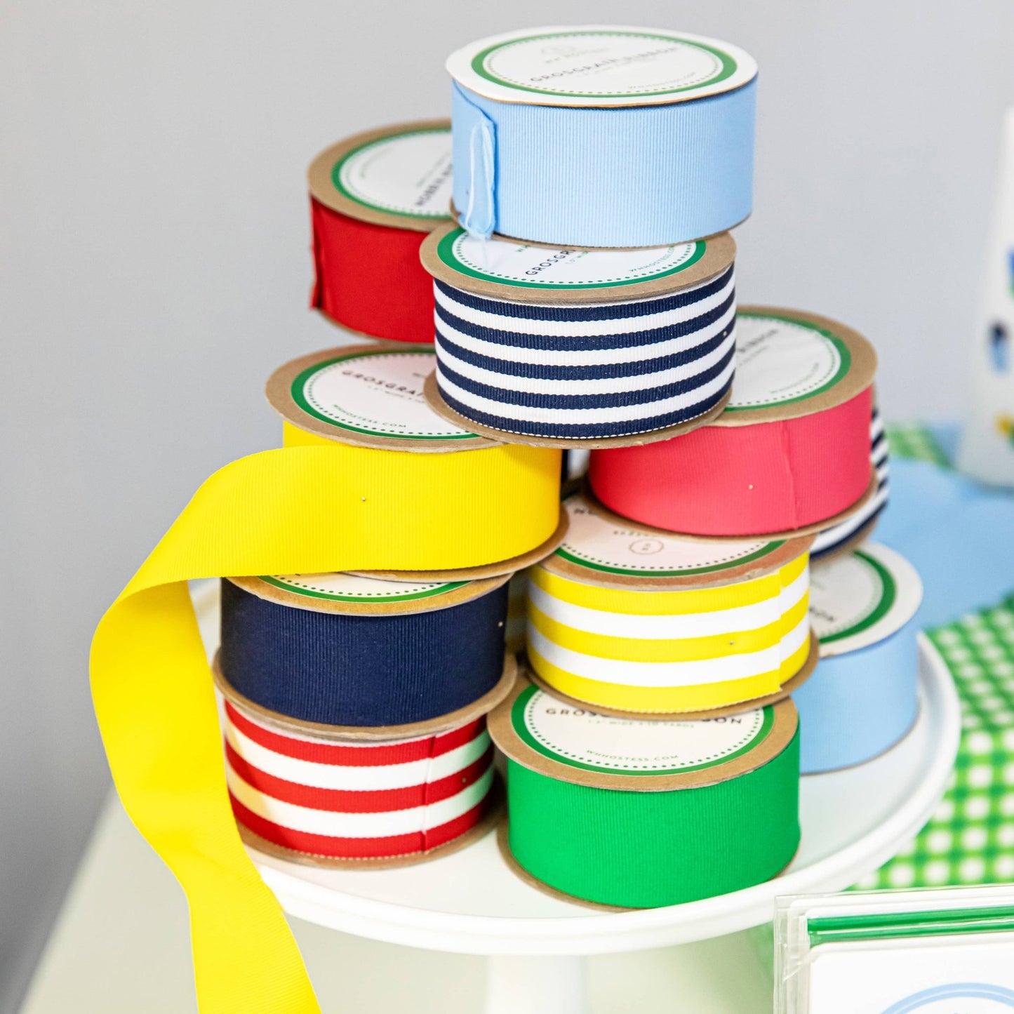 Preppy Striped Grosgrain Ribbon | Red - themonogram manor 