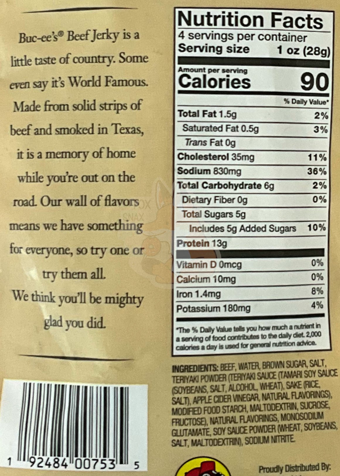 Buc - ee's Teriyaki Beef Jerky - themonogram manor 