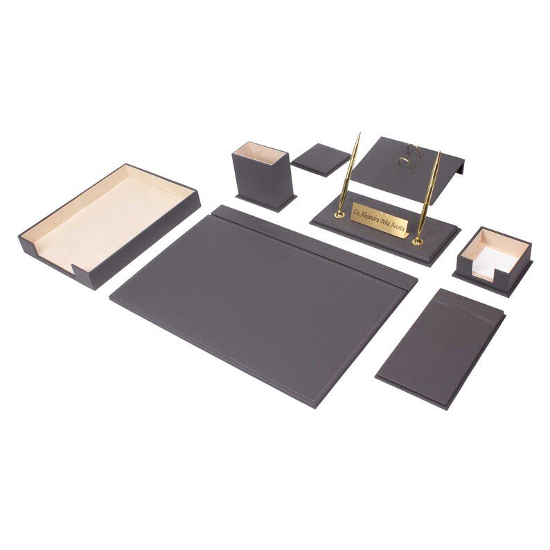MOOG Leather Desk Set - Single Document Tray - Blue - 10 PCS - themonogram manor 