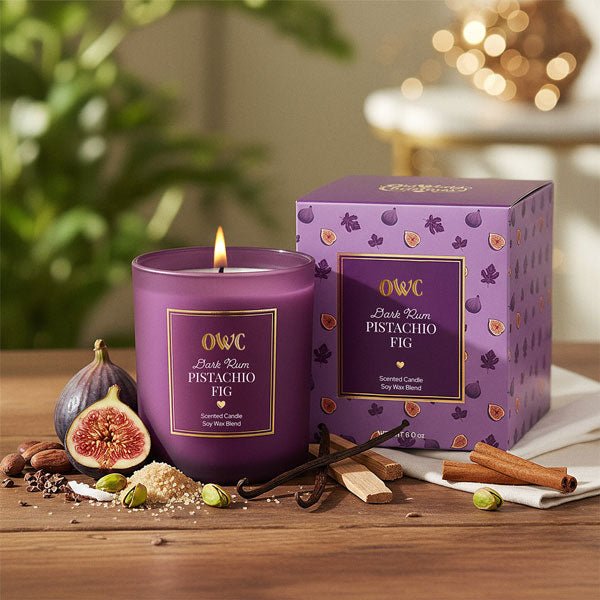 Dark Rum Pistachio Fig Candle - themonogram manor 