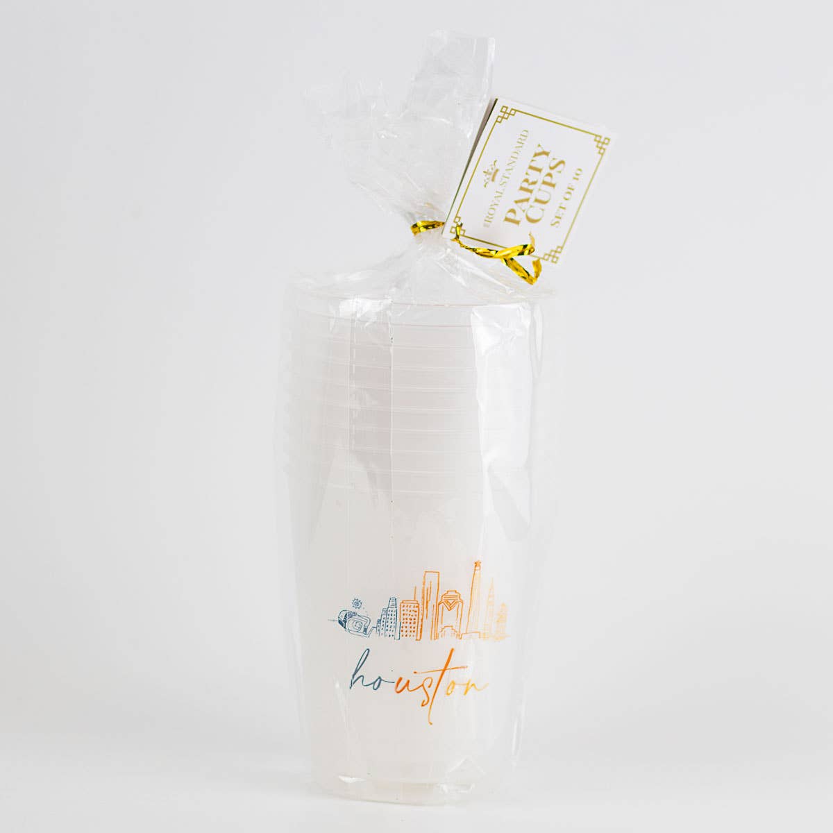 Houston Party Cups Frosted/Orange/Blue 16oz. - themonogram manor 