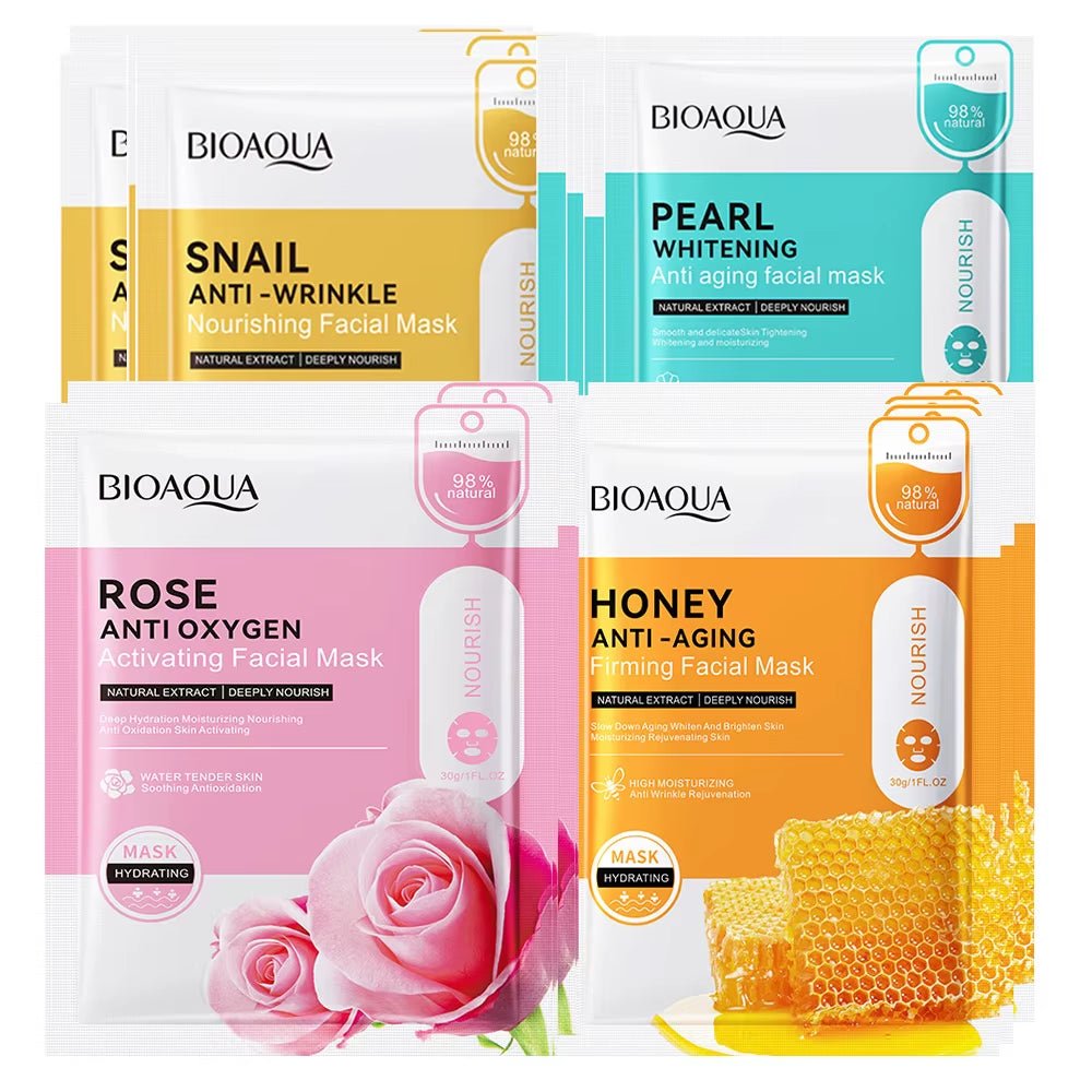 12Pc Rose Flower Extract Face Mask Korean Whitening Sheet Mask Moisturizing Mask Nourishing Skincare Facial Korean Fresh Product - themonogram manor 