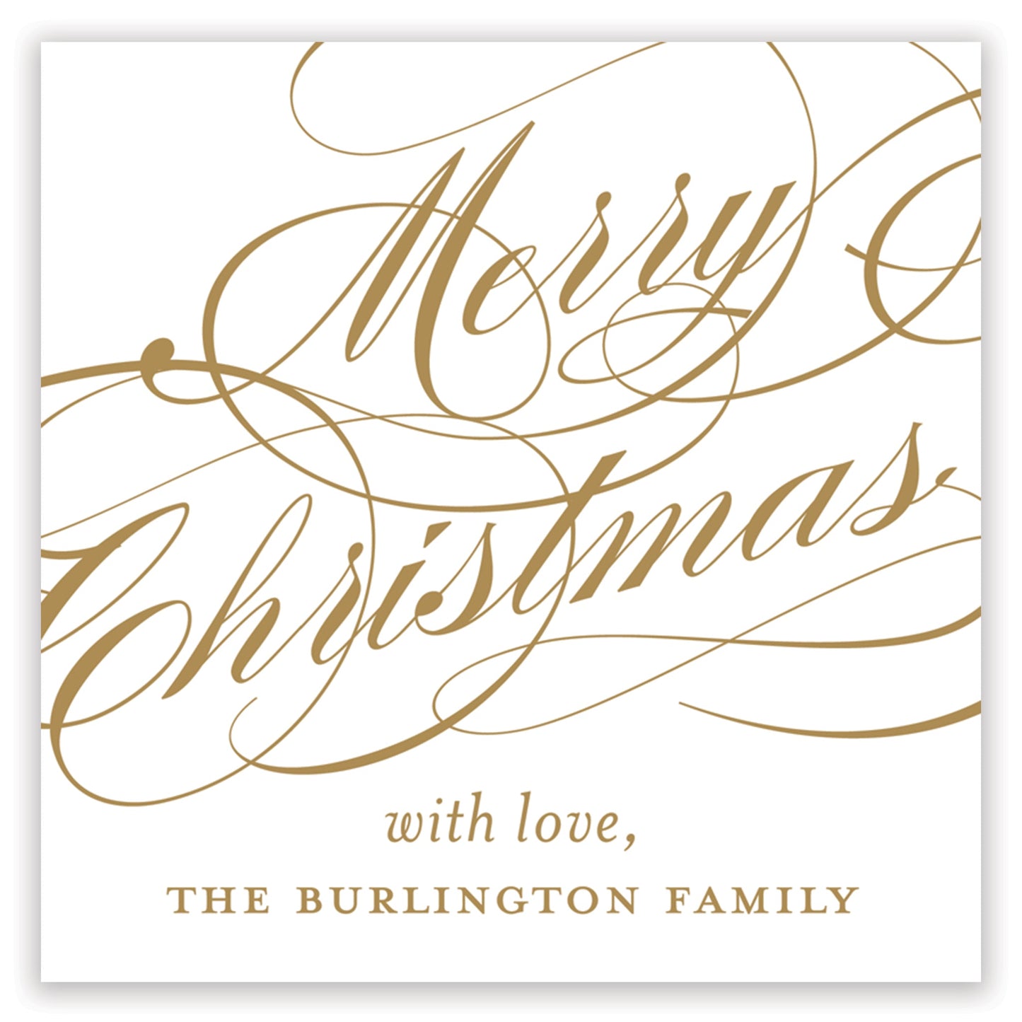 gold christmas script enclosure card - themonogram manor 