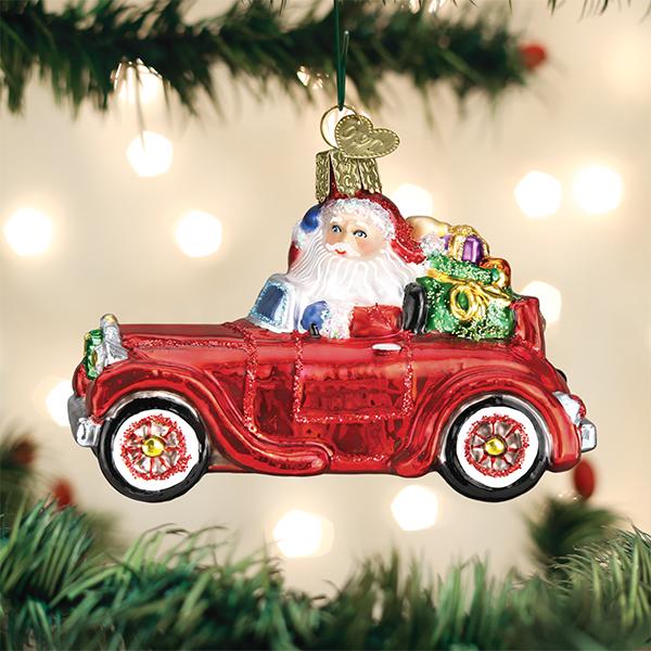 Santa In Antique Car Ornament - themonogram manor 